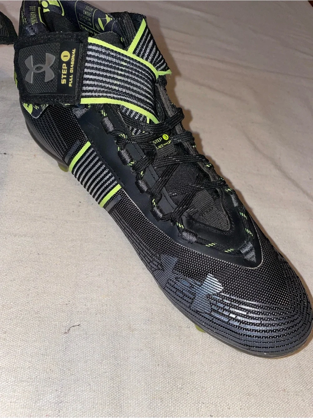Men's Black, Silver and Neon Green Football Cleats